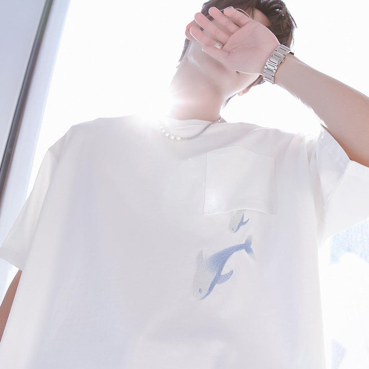 Oversized Whale Embroidered T-Shirt