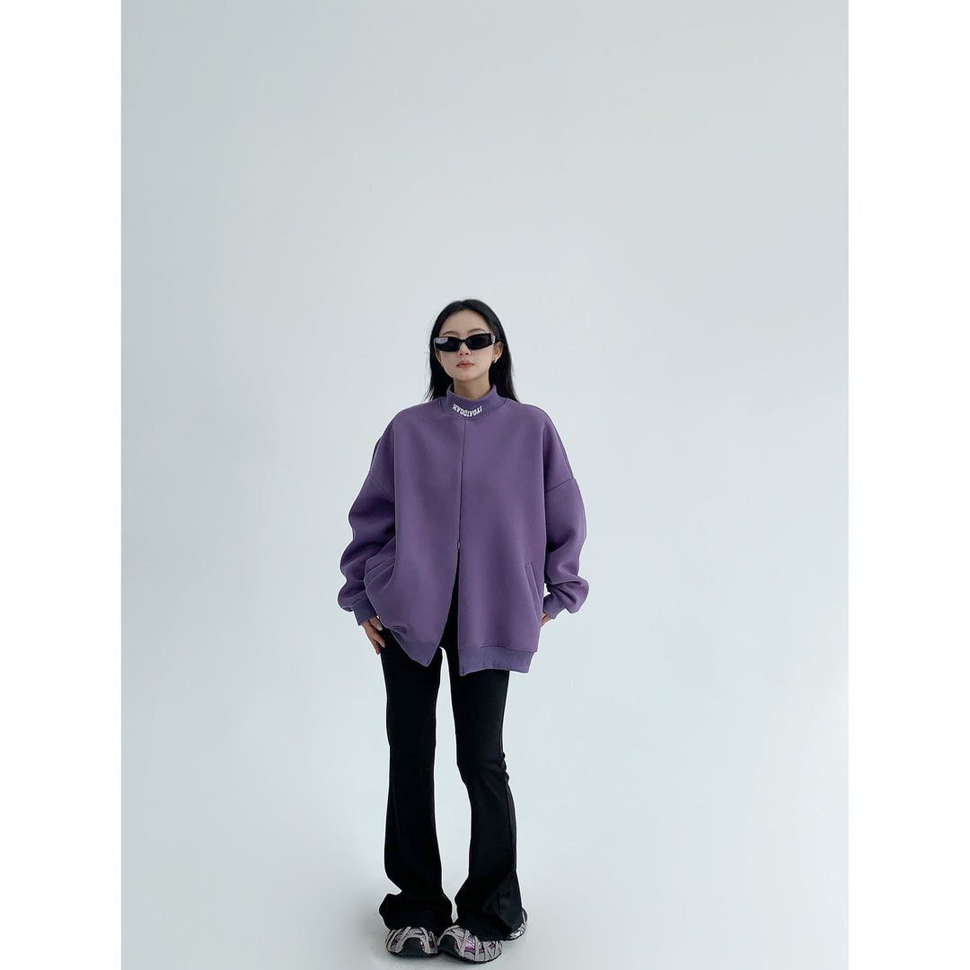 Minimalist Half Turtleneck Zip-Up Sweatshirt