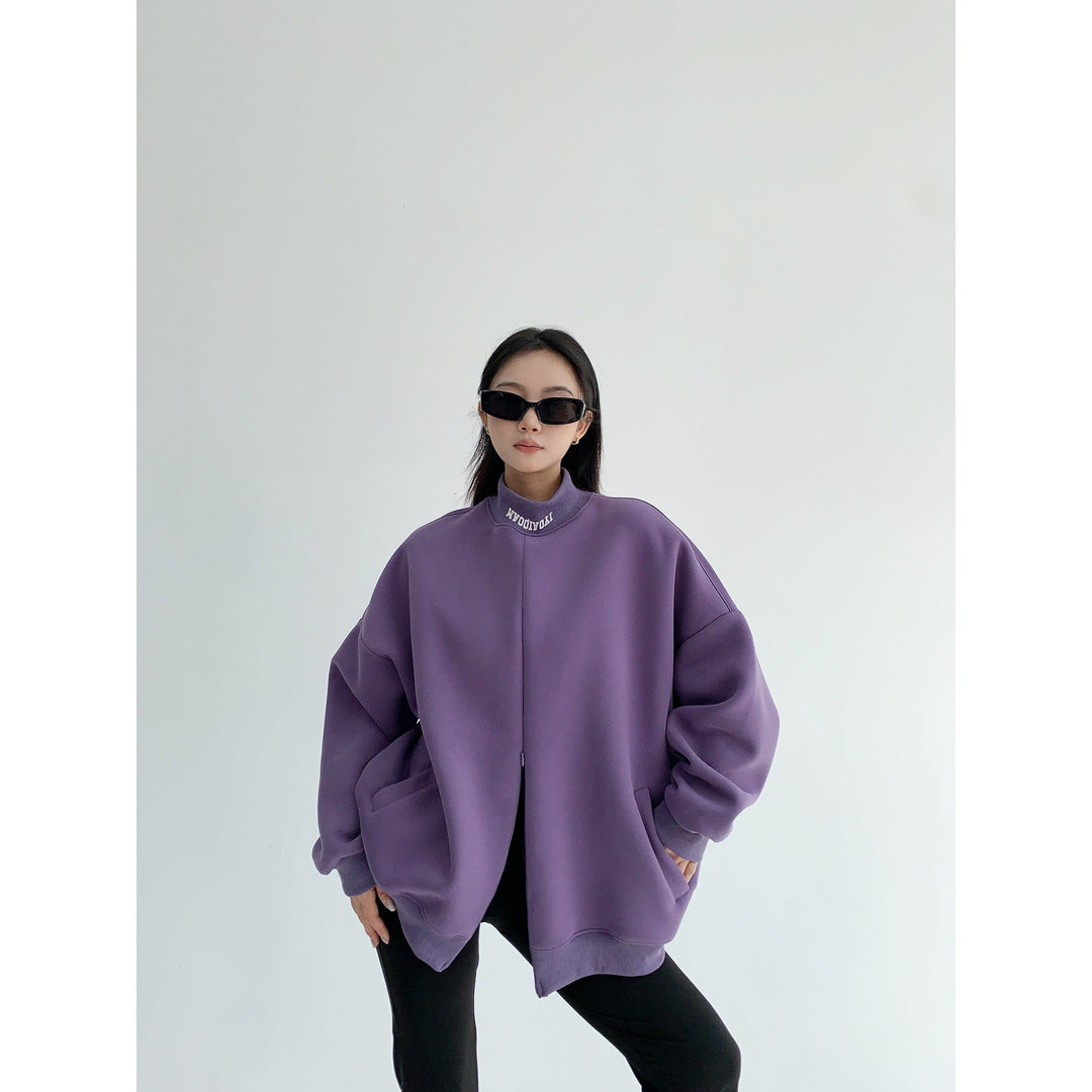 Minimalist Half Turtleneck Zip-Up Sweatshirt