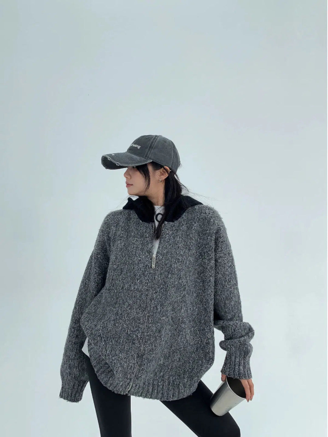 Oversized Zippered Sweatshirt