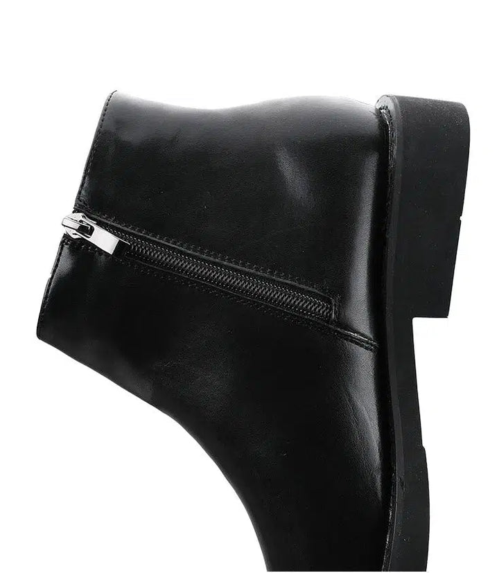 PU Leather Zipper Square Toe Boots