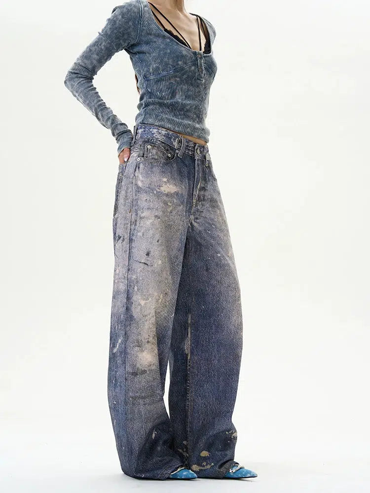 Painted Wide-leg Jeans