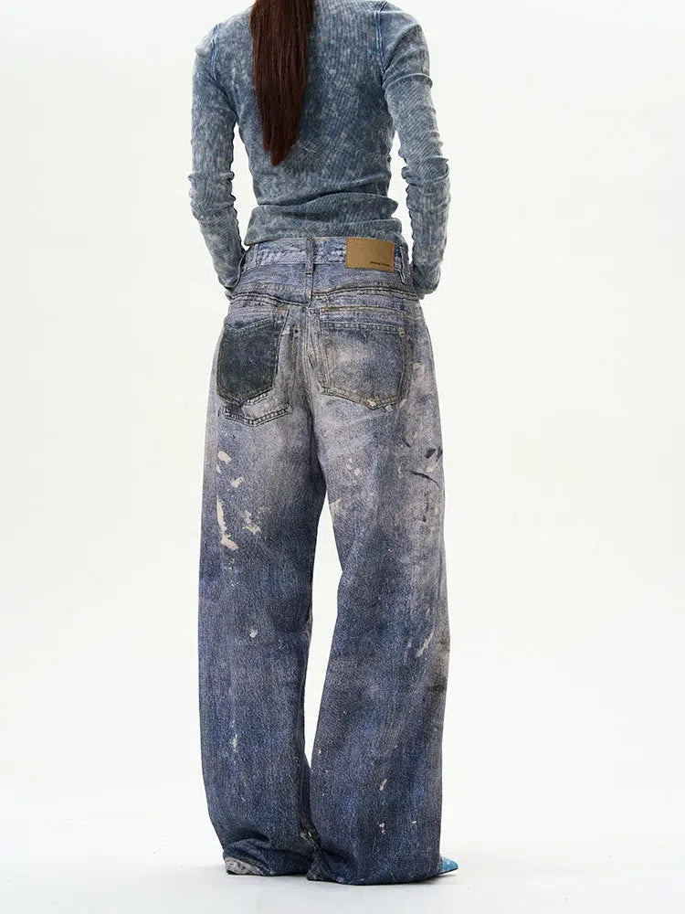 Painted Wide-leg Jeans