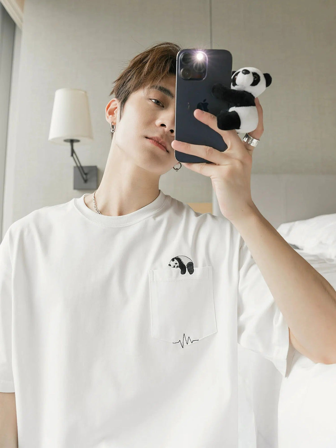 Panda Embroidered Pocket T-shirt