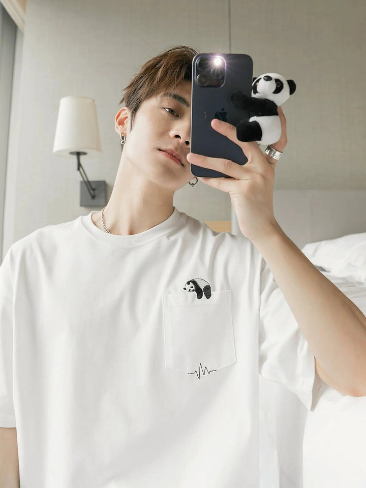 Panda Embroidered Pocket T-shirt