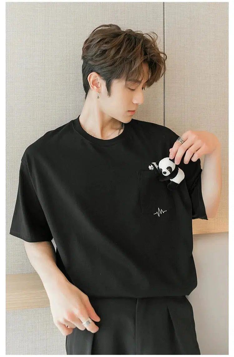 Panda Embroidered Pocket T-shirt