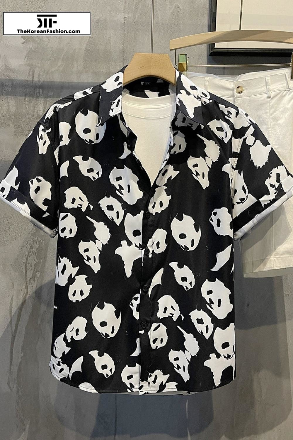 Panda Full Print Lapel Shirt