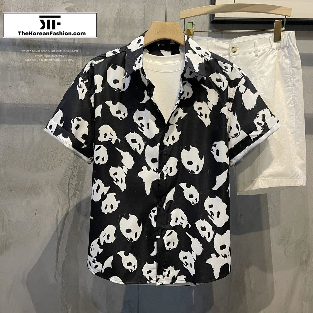 Panda Full Print Lapel Shirt