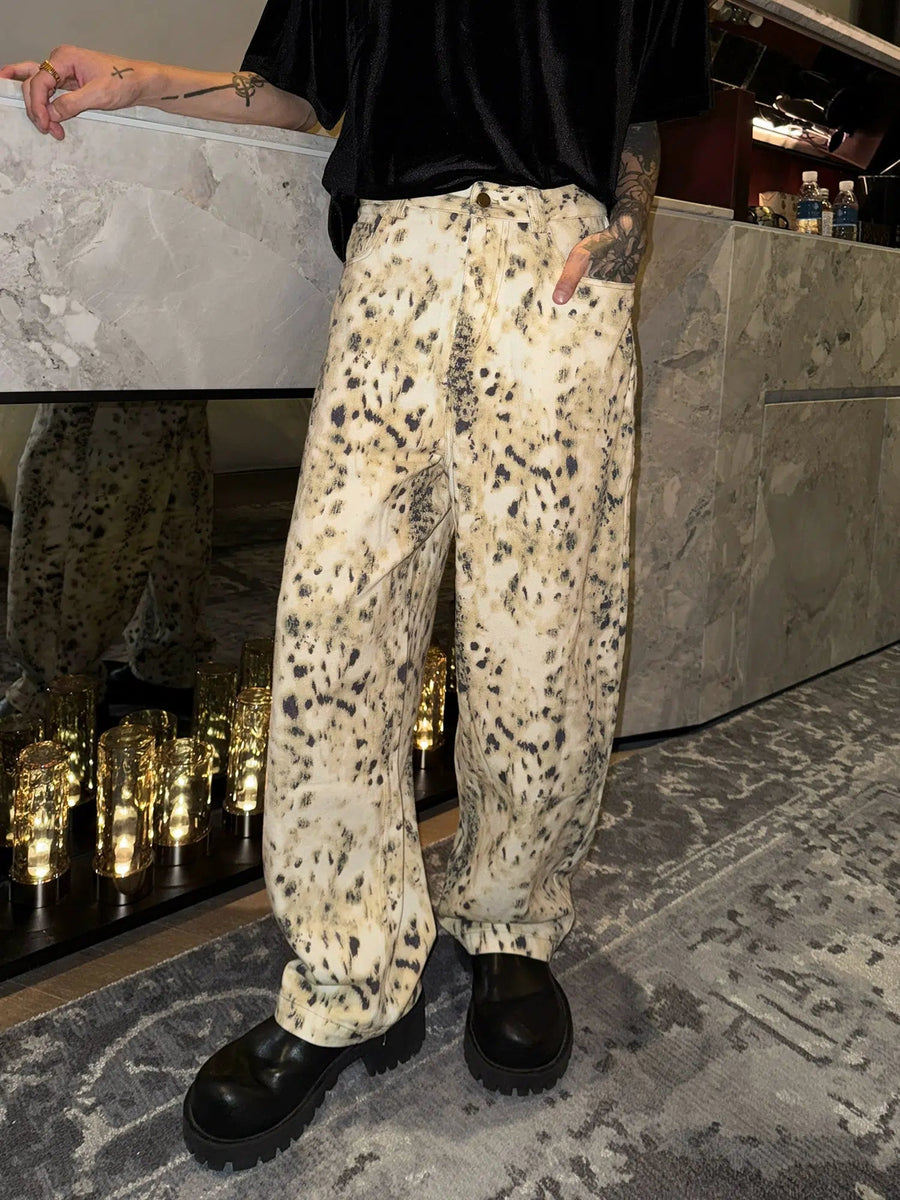 Patterned Denim Pants