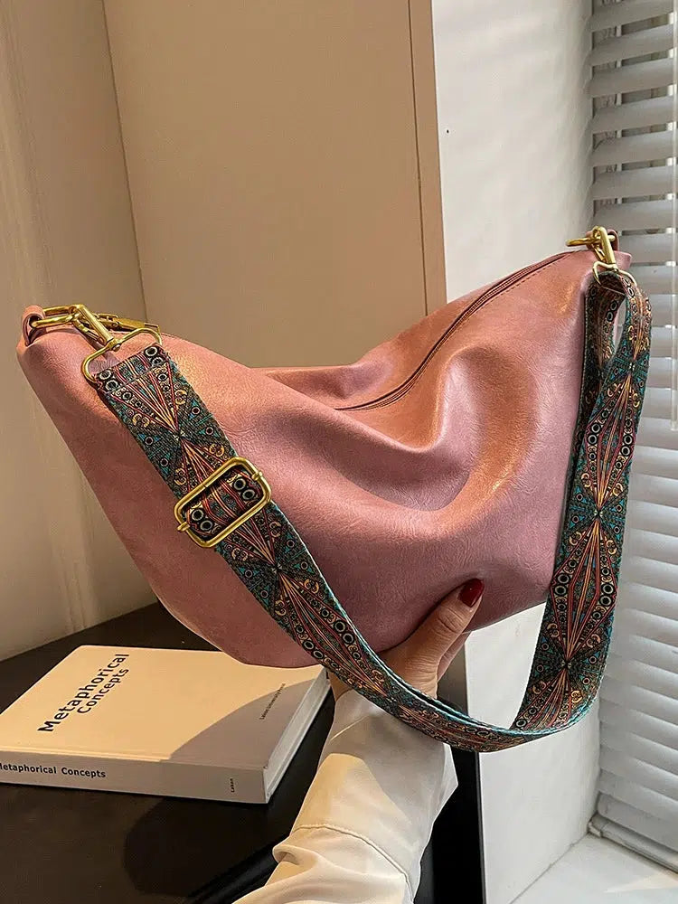 Patterned Strap Bucket Shaped Bag