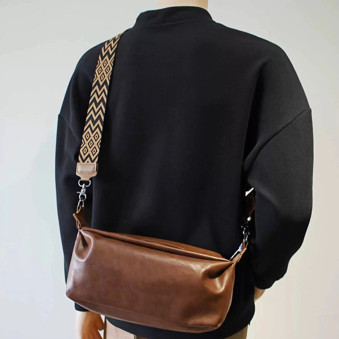 Patterned Strap Leather Crossbody Bag