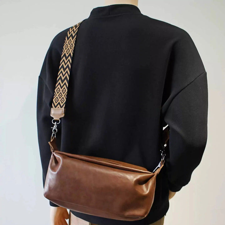 Patterned Strap Leather Crossbody Bag