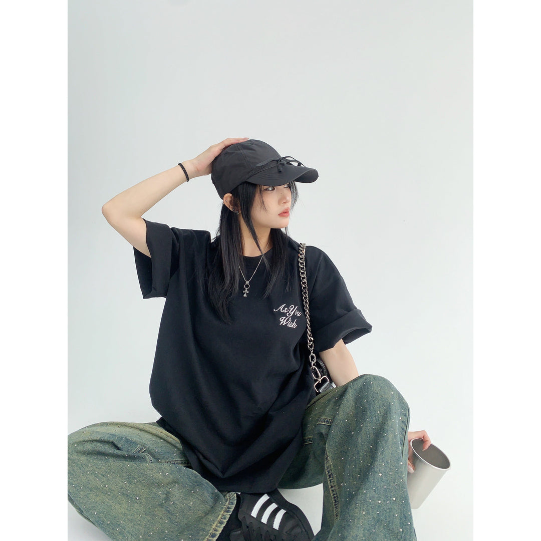 Peal Letter Graphic Oversized T-Shirt