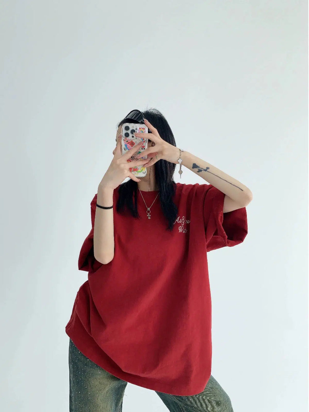 Peal Letter Graphic Oversized T-Shirt