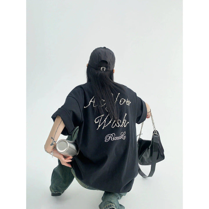 Peal Letter Graphic Oversized T-Shirt