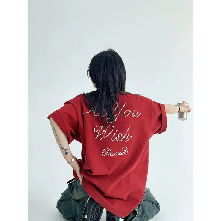 Peal Letter Graphic Oversized T-Shirt