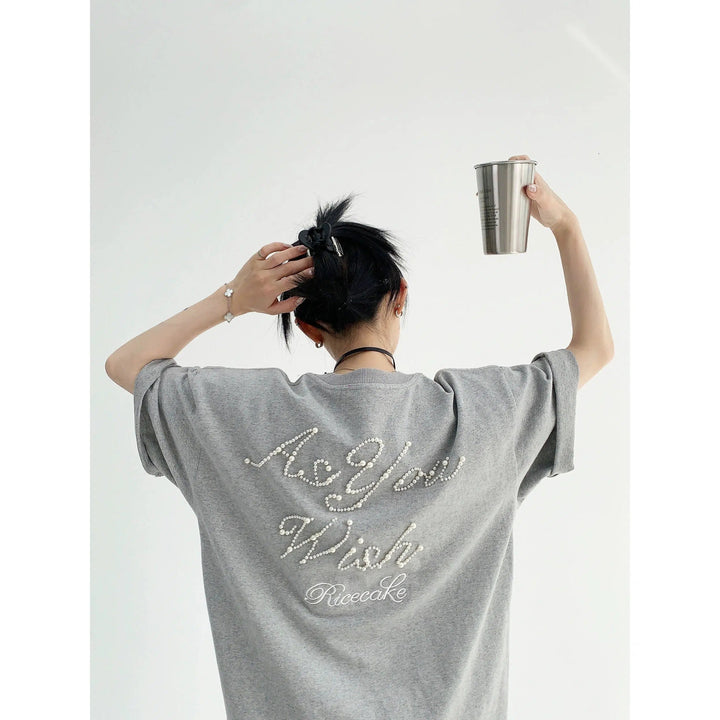 Peal Letter Graphic Oversized T-Shirt