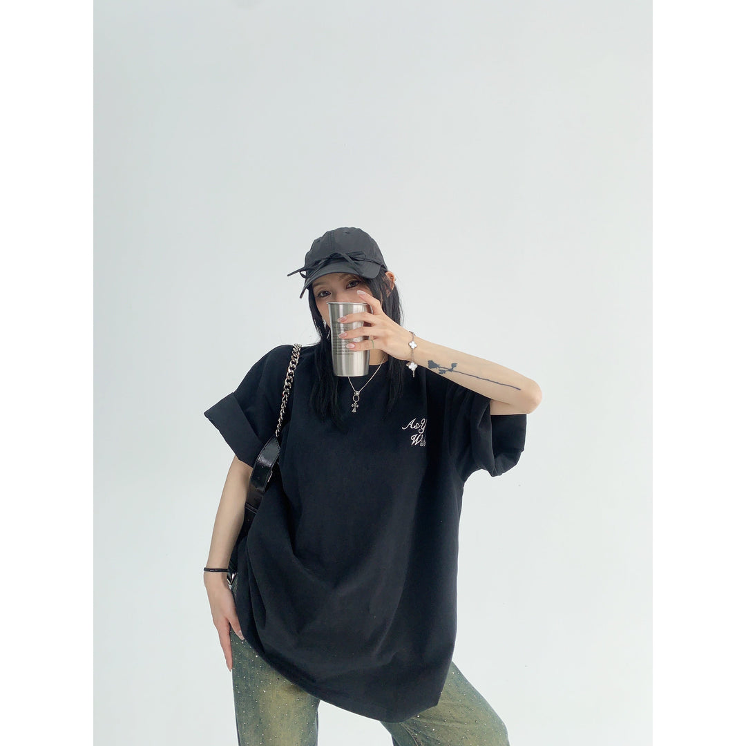 Peal Letter Graphic Oversized T-Shirt