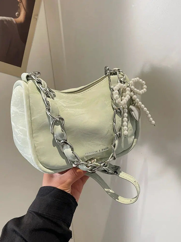 Pearl Accents Square Chain Bag