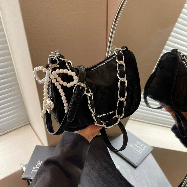 Pearl Accents Square Chain Bag