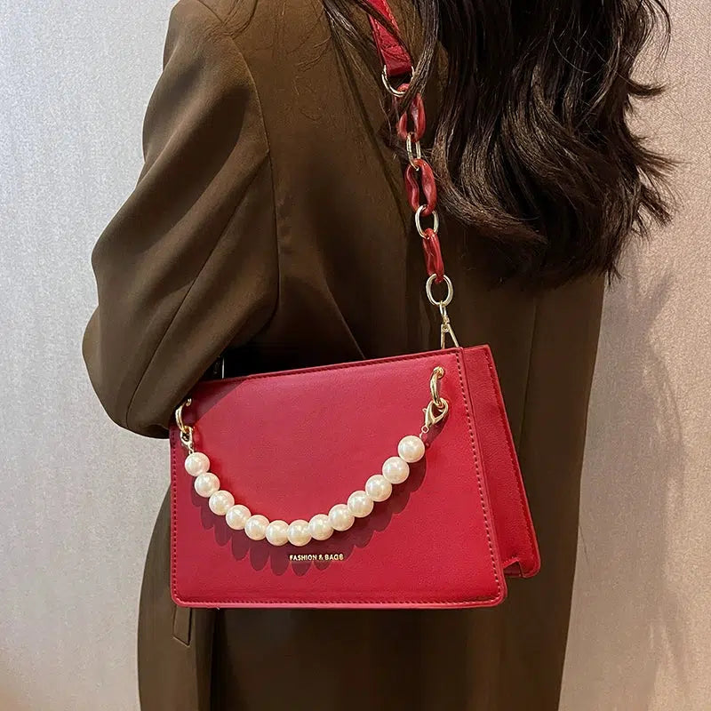 Pearl Chain Chic Small Square Bag