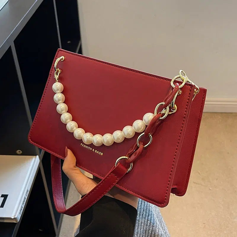 Pearl Chain Chic Small Square Bag