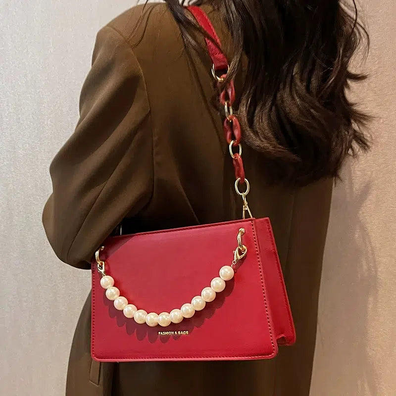 Pearl Chain Chic Small Square Bag