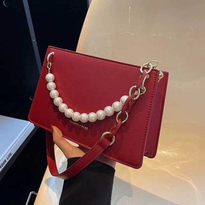 Pearl Chain Chic Small Square Bag