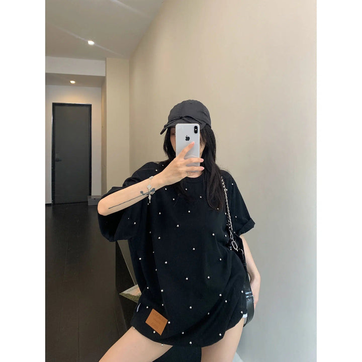 Pearl Decoration Cozy Oversized T-shirt