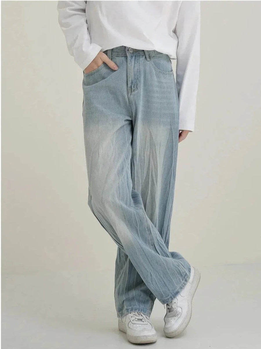 Peated Straight-leg Jeans