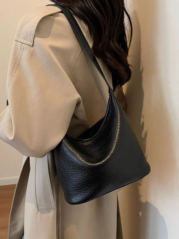 Pebbled Leather Bucket Bag