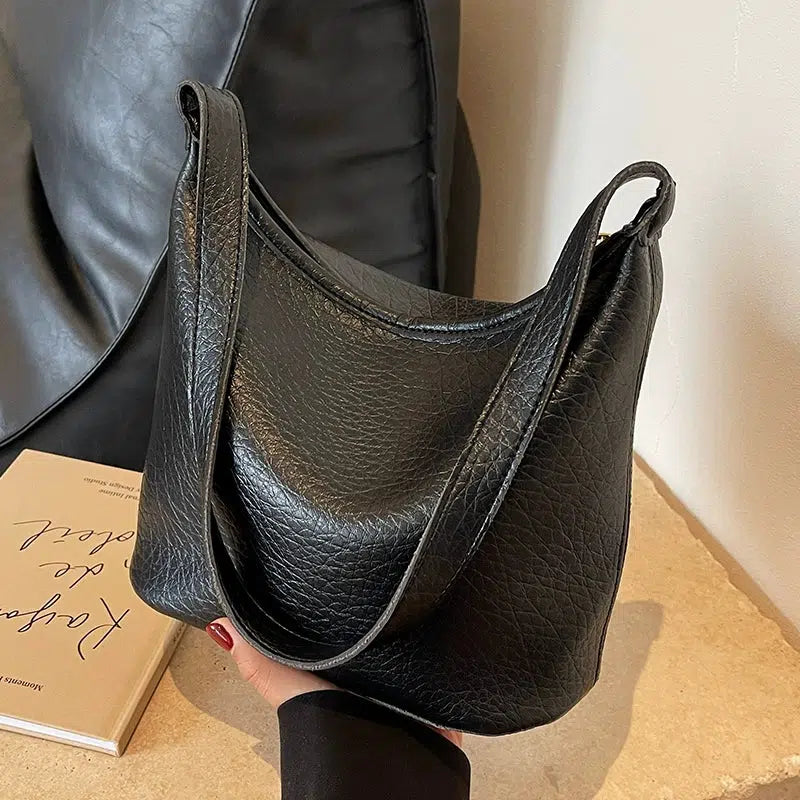 Pebbled Leather Bucket Bag