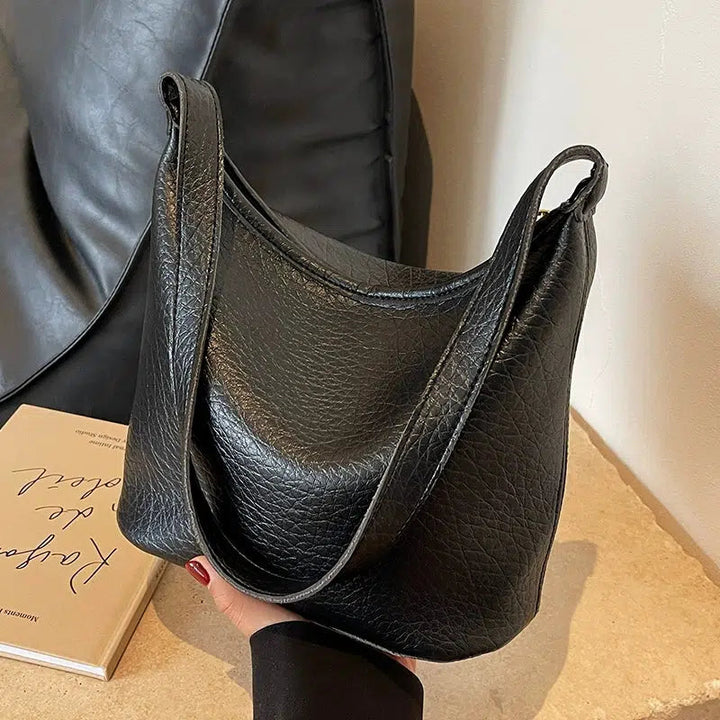 Pebbled Leather Bucket Bag