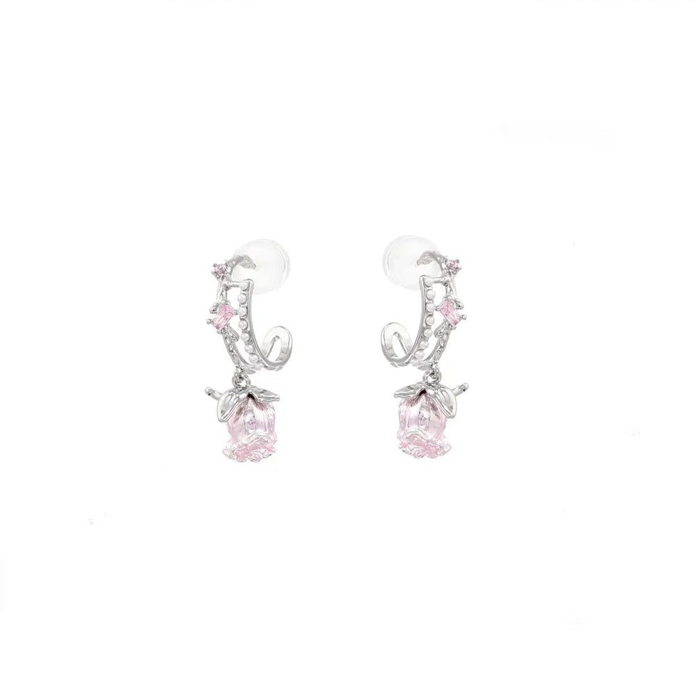 Pink Rose Earrings