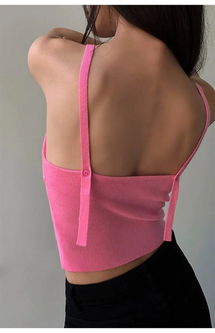 Pink V-neck Tank Top