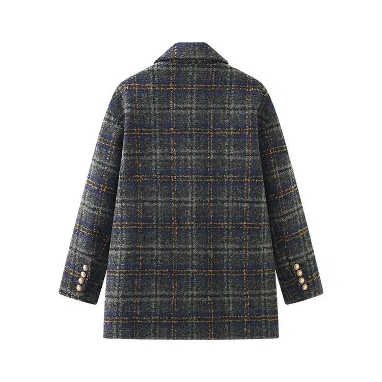 Plaid Double-Breasted Jacket