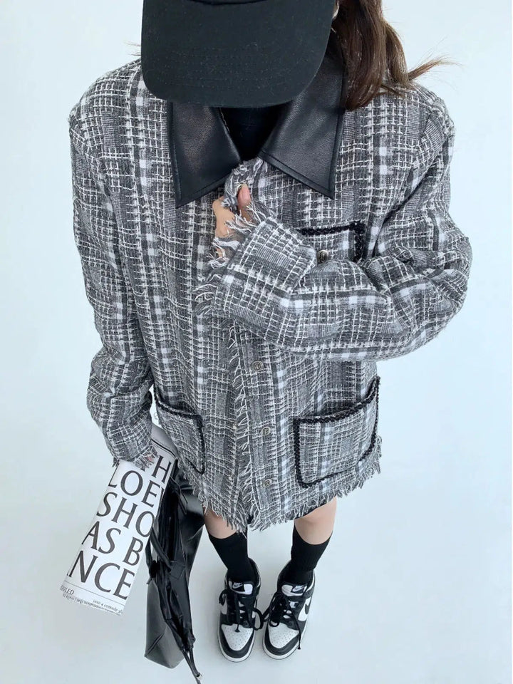 Plaid Fringe Coat