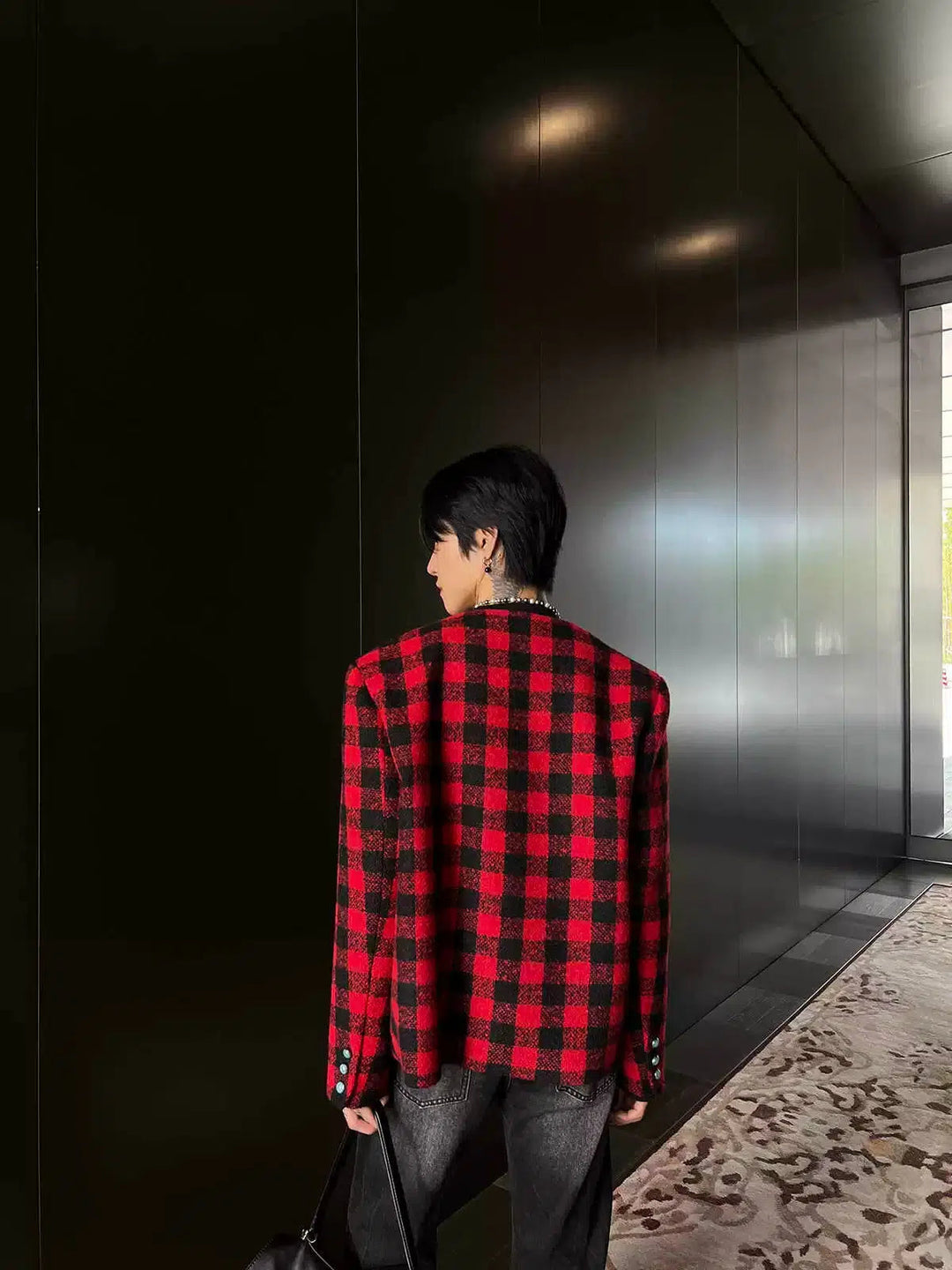 Plaid Jacket with Chest Pocket