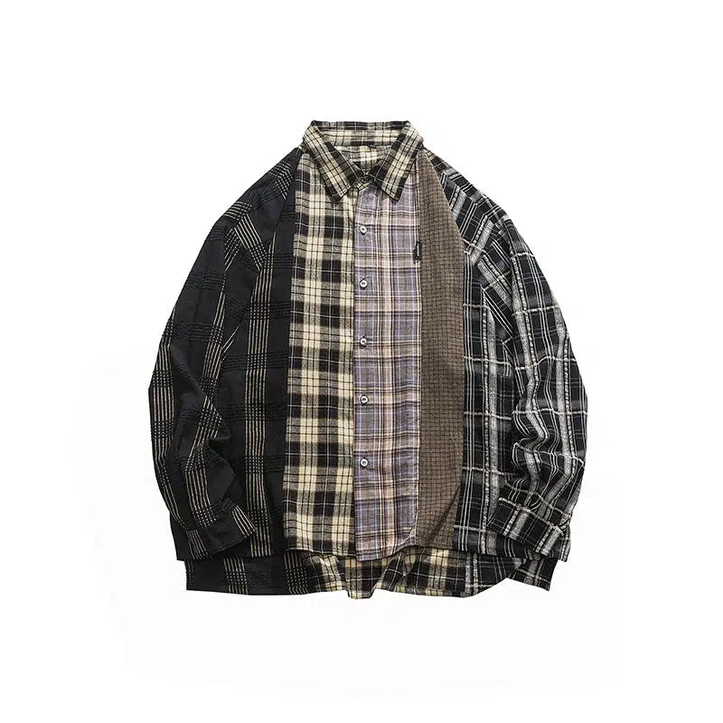 Plaid Patchwork Oversized Shirt