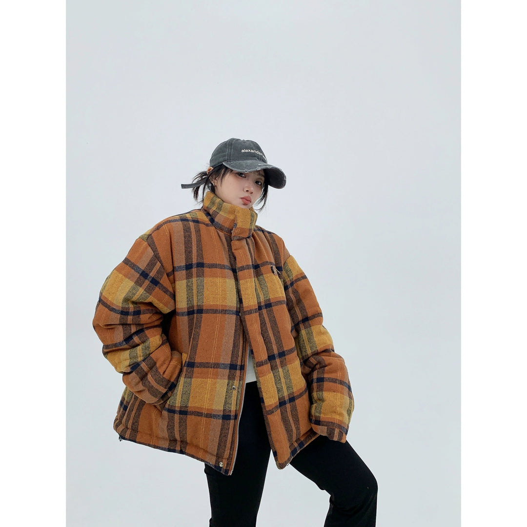 Plaid Winter Puffer Coat