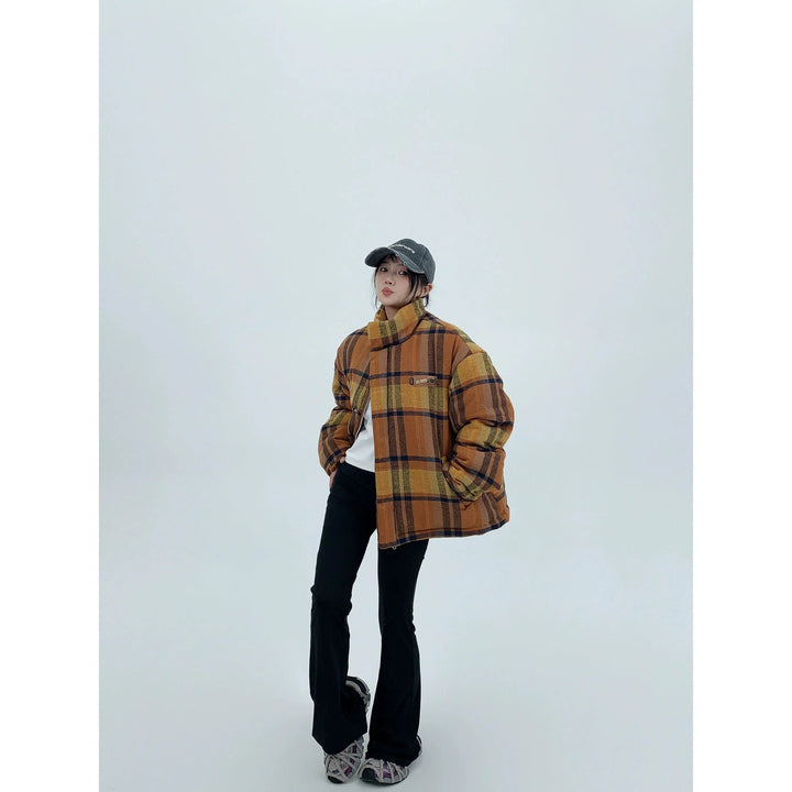 Plaid Winter Puffer Coat