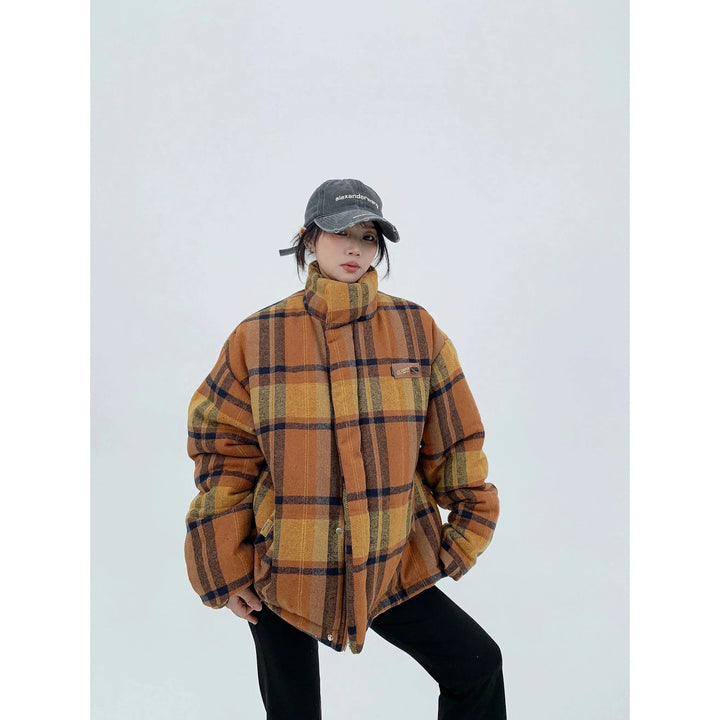 Plaid Winter Puffer Coat