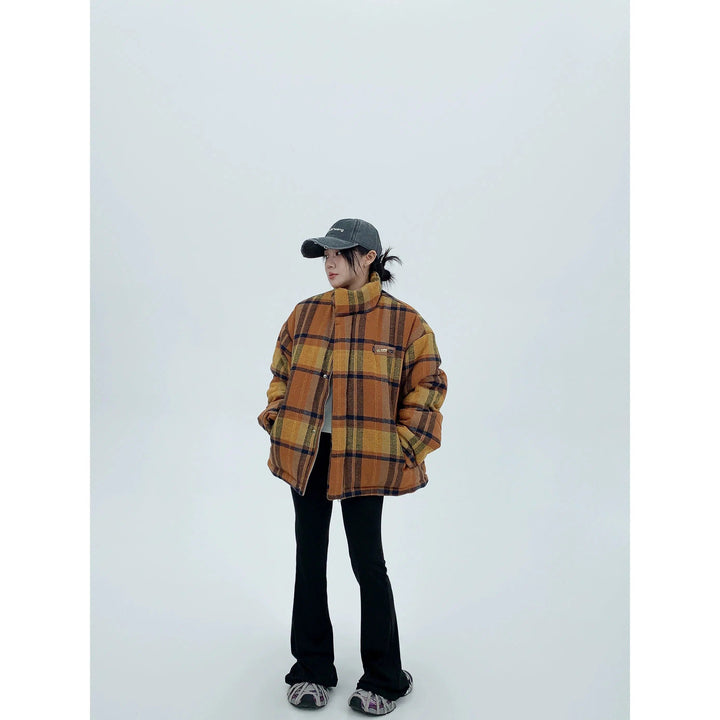 Plaid Winter Puffer Coat