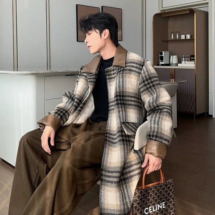 Plaid Woolen Coat