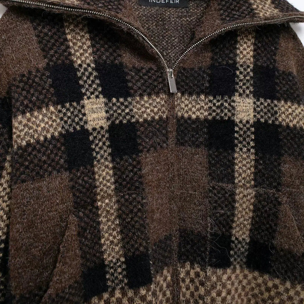 Plaid Zippered Coat