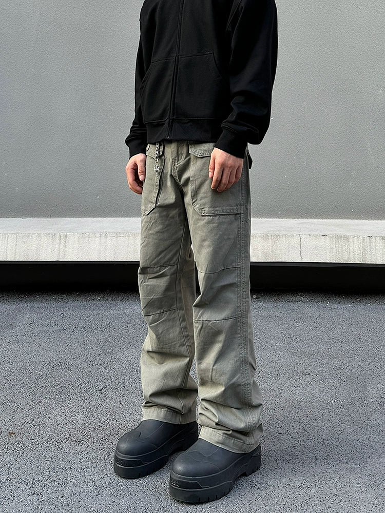 Pleated Cargo Pocket Jeans