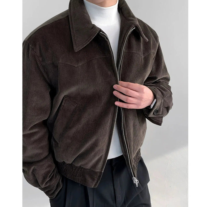 Pleated Corduroy Bomber Jacket