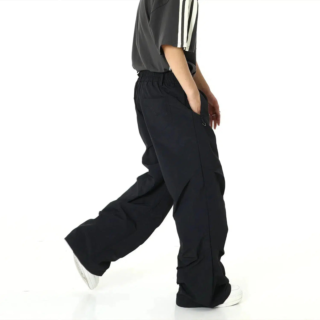 Pleated Elastic Waist Workwear Pants