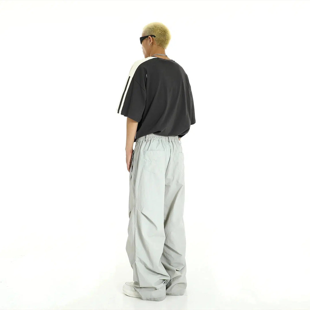 Pleated Elastic Waist Workwear Pants