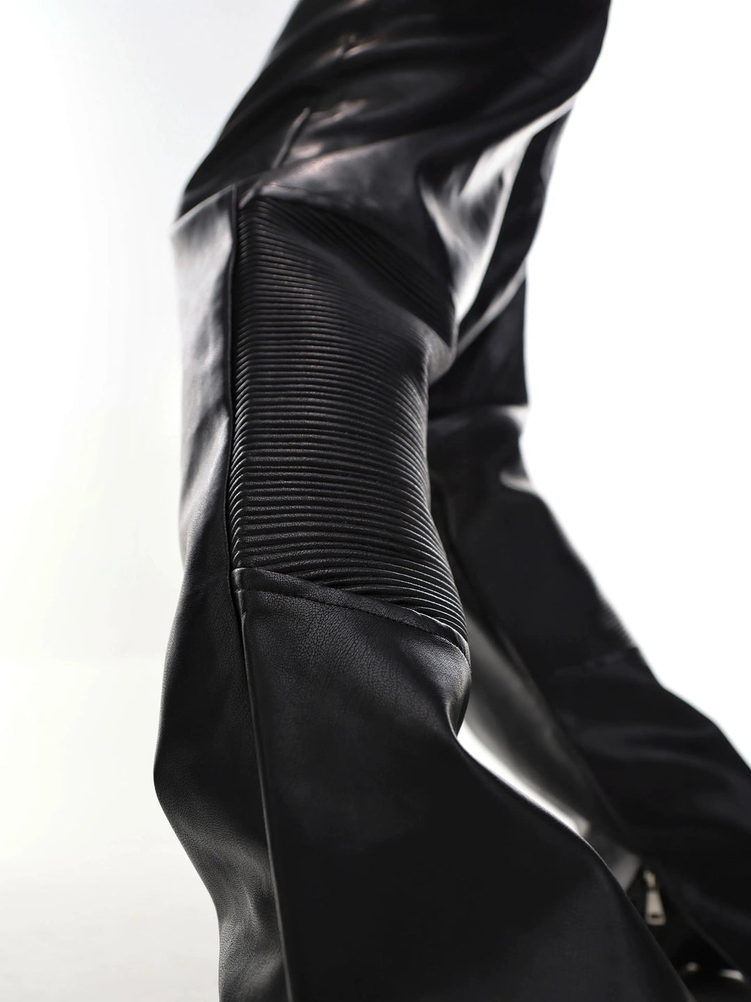 Pleated Flared Leather Slim Fit Pants